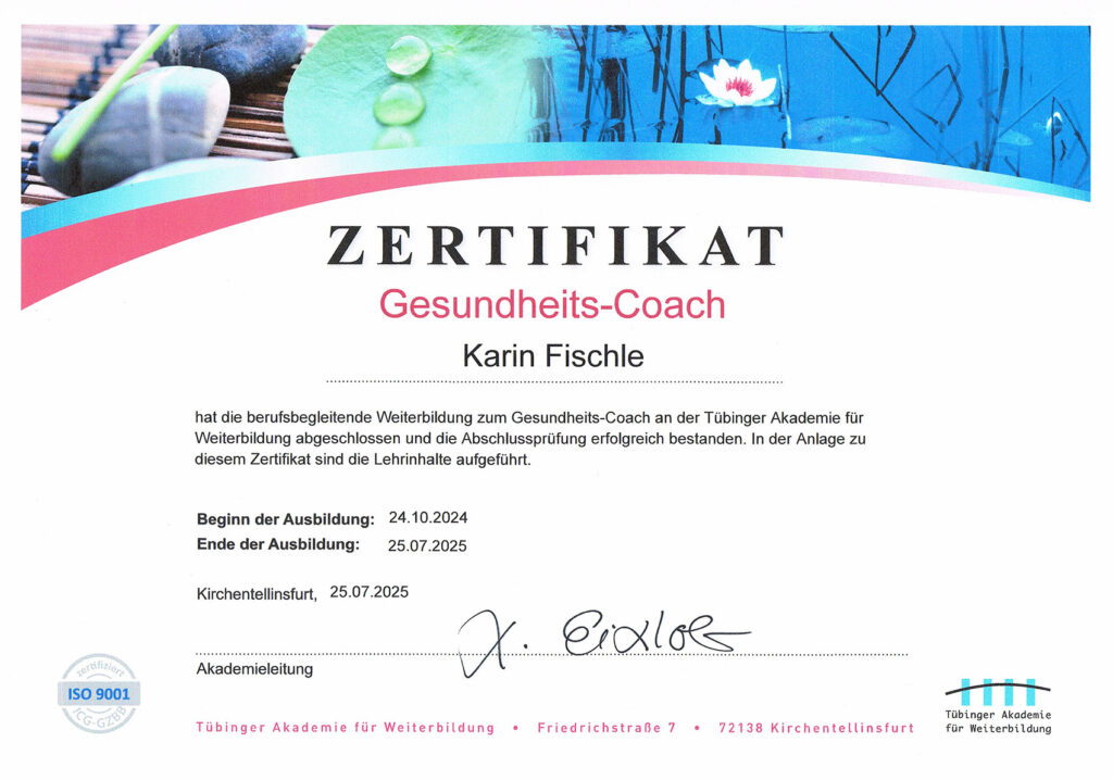 Karin_Fischle_Gesundheitscoach_Zertifkat
